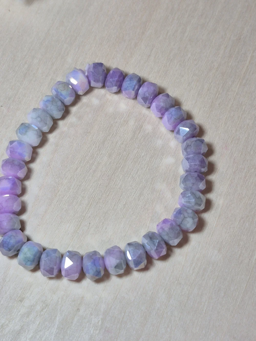 💜💚NEW💜💚 PRETTY!! Faceted MOSS AGATE WITH LAVENDAR QTZ Mix Stretch Bracelet